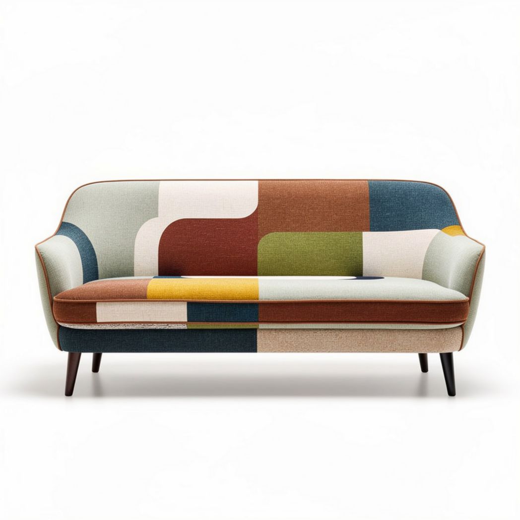 Canapé mosaïque en tissu multicolore dimensions 150 x 75 x 85cm
