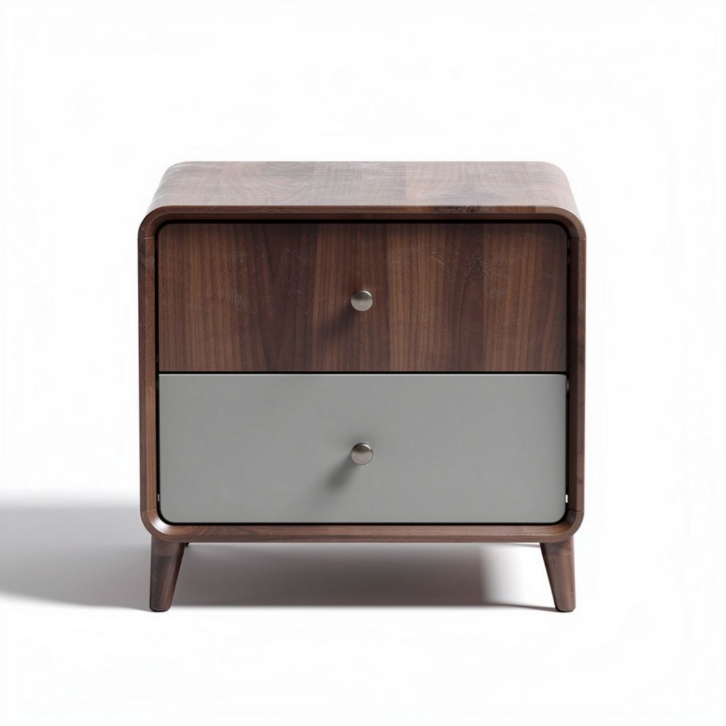 Table de chevet en bois noir et gris avec deux tiroirs 50 x 40 x 40cm