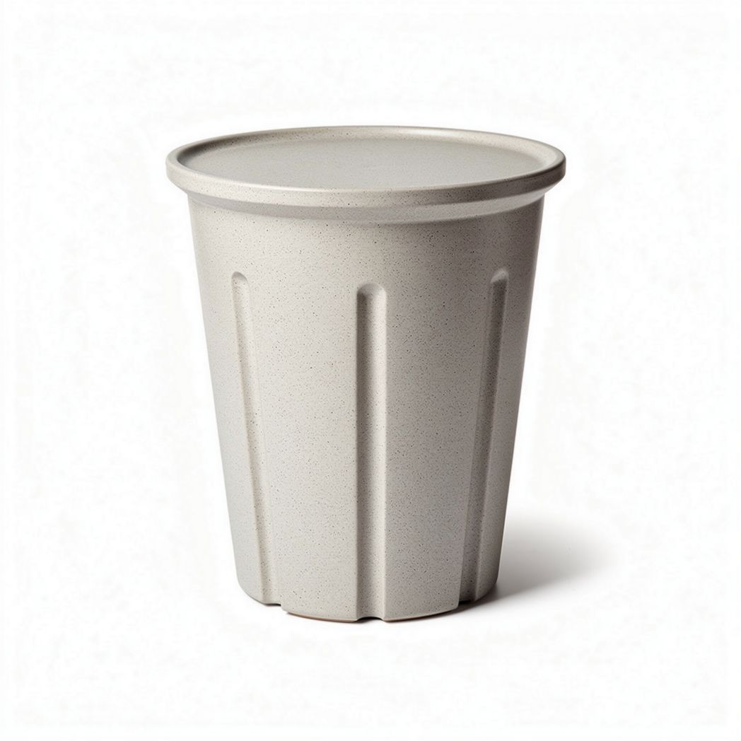 Pot en plastique recyclé de couleur beige pour intérieur et extérieur 25 x 25 x 30cm