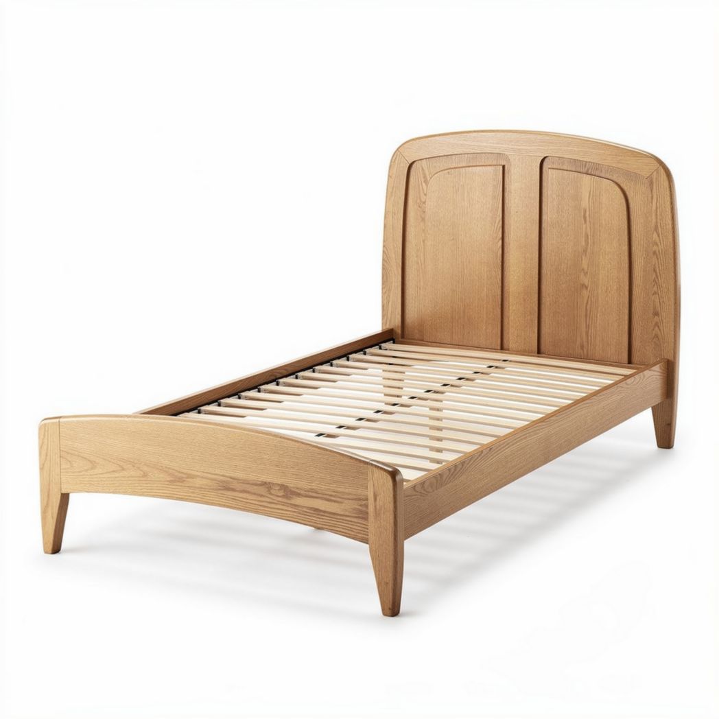 Lit en bois de chêne massif 190 x 90 cm avec sommier à lamelles