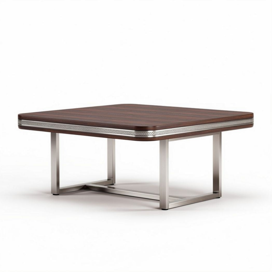 Table basse carrée en bois et métal 80 x 80 x 45cm pour salon