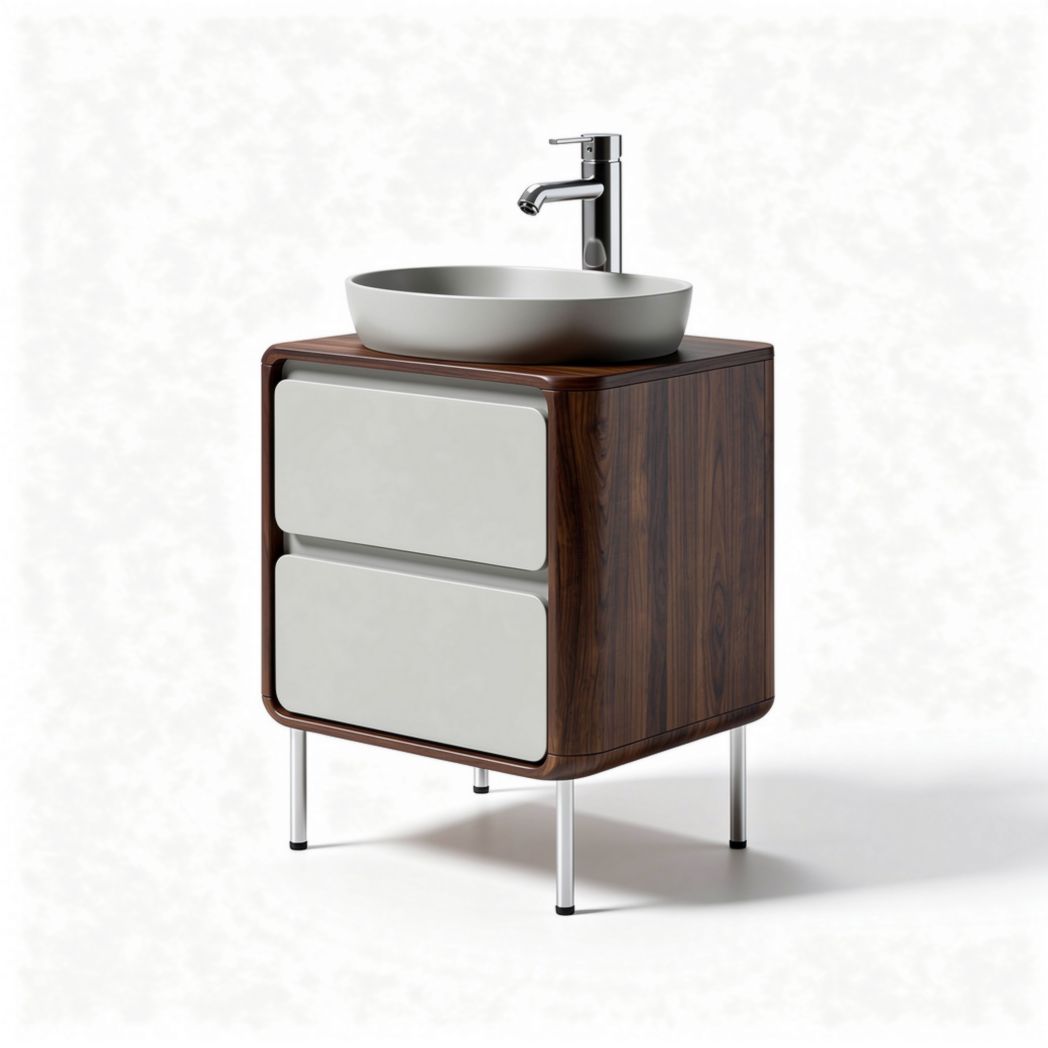 Meuble de salle de bain en bois avec lavabo en céramique 50 x 40 x 85cm