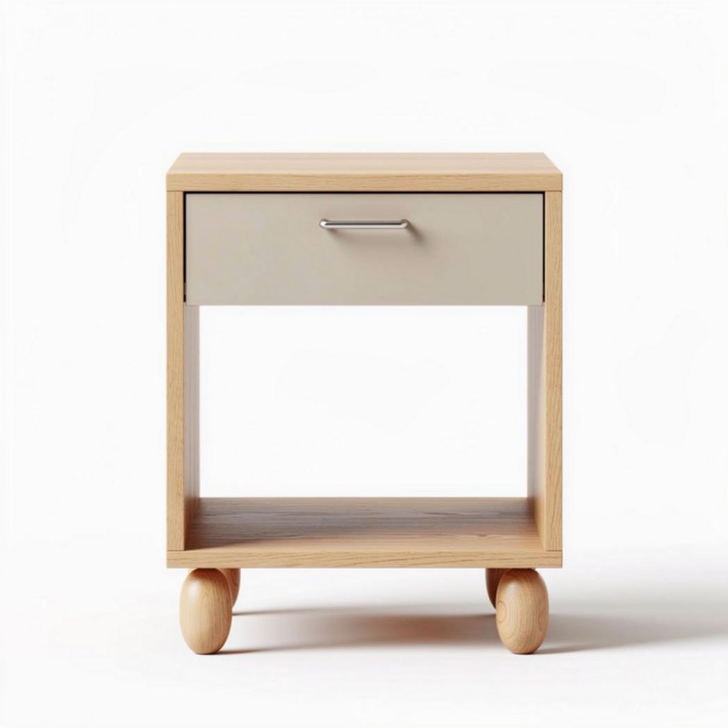 Table de chevet en bois avec un tiroir beige dimensions 40 x 40 x 50 cm