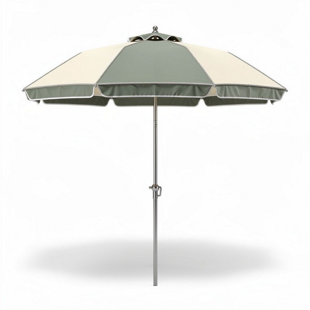 Parasol de jardin en polyester beige et vert 200 x 200 x 250cm avec structure en aluminium